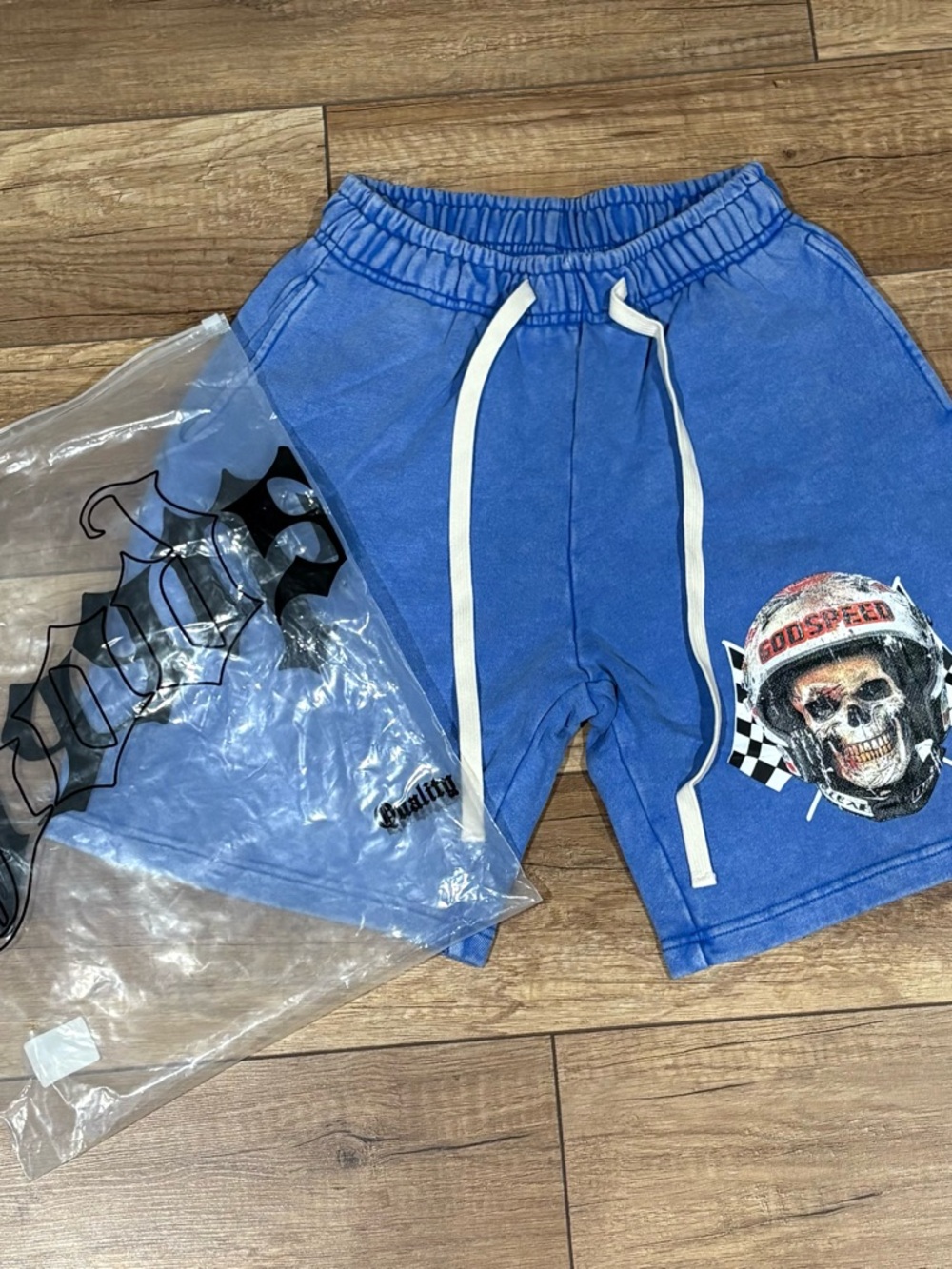 Godspeed Mens Blue Skull Shorts Size Small